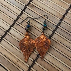 Bronze leaf earrings.